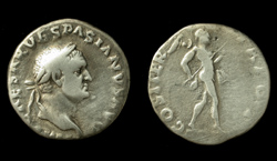 Vespasian, Denarius, Mars Reverse, Scarce!